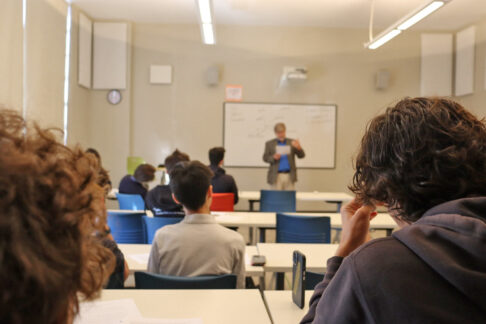 Pacifica High students listening to Dr. Greg Ganssle